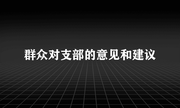 群众对支部的意见和建议
