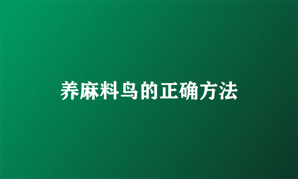 养麻料鸟的正确方法