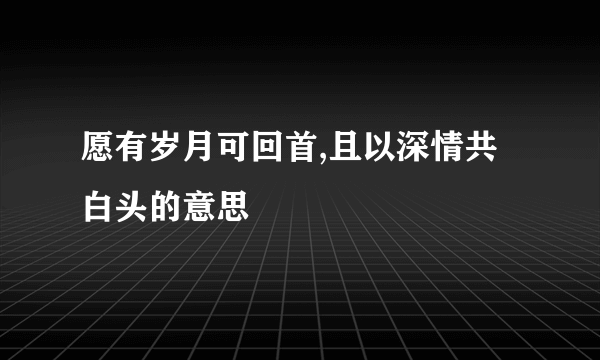 愿有岁月可回首,且以深情共白头的意思
