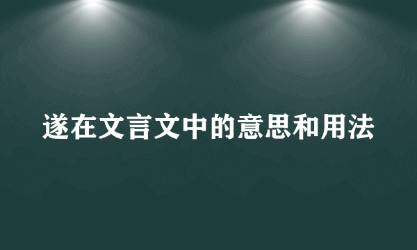 遂在文言文中的意思和用法