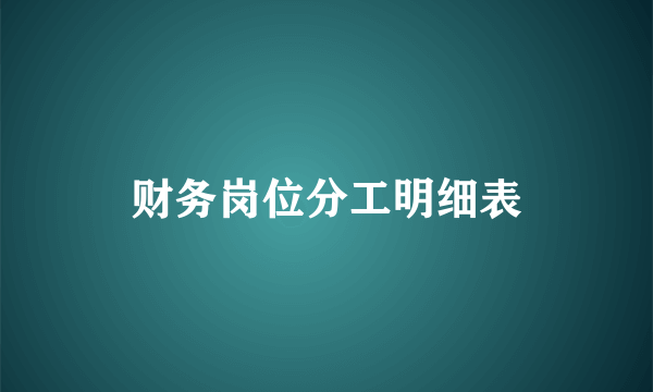 财务岗位分工明细表