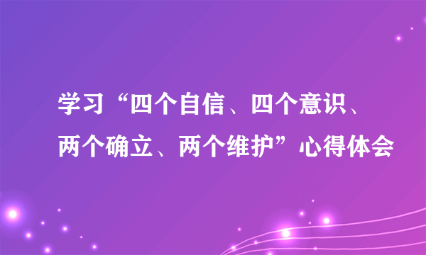学习“四个自信、四个意识、两个确立、两个维护”心得体会