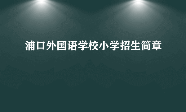 浦口外国语学校小学招生简章