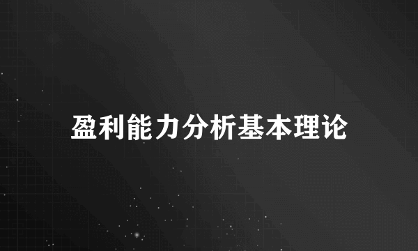 盈利能力分析基本理论