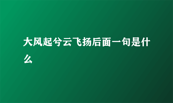 大风起兮云飞扬后面一句是什么