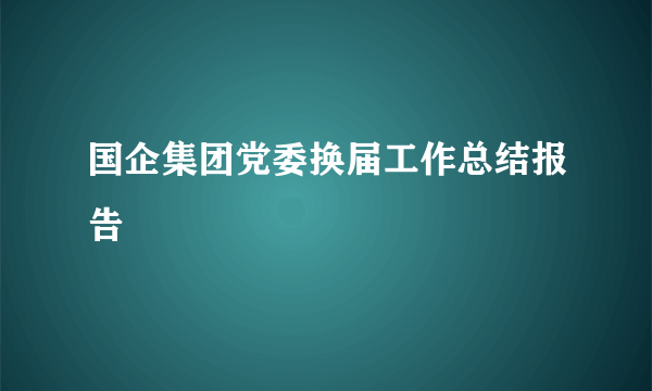 国企集团党委换届工作总结报告