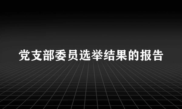 党支部委员选举结果的报告