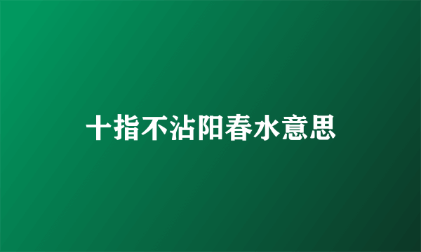 十指不沾阳春水意思