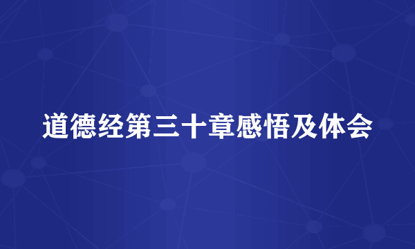 道德经第三十章感悟及体会