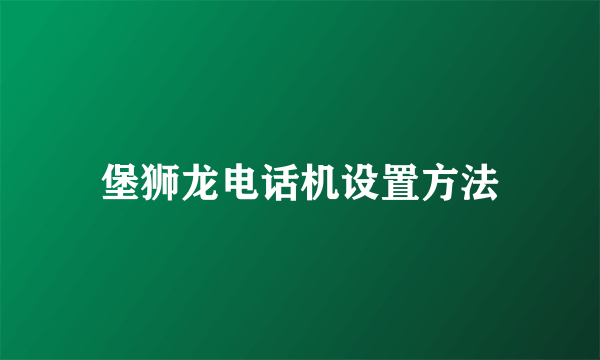 堡狮龙电话机设置方法