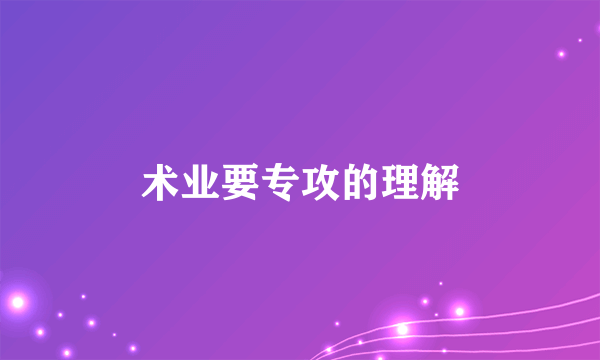 术业要专攻的理解