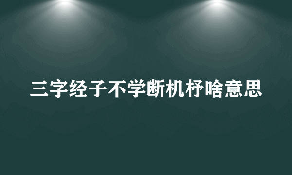 三字经子不学断机杼啥意思