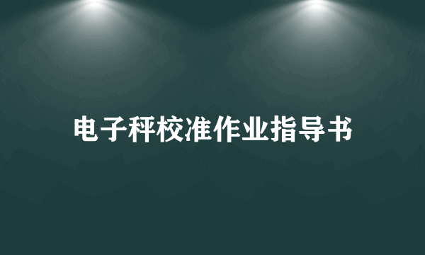 电子秤校准作业指导书