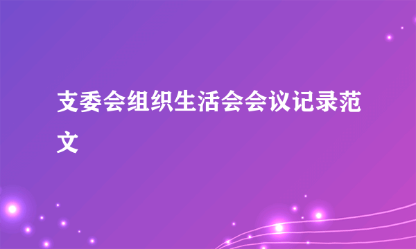支委会组织生活会会议记录范文
