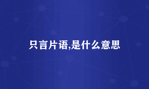 只言片语,是什么意思