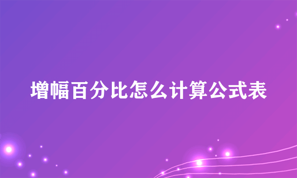 增幅百分比怎么计算公式表