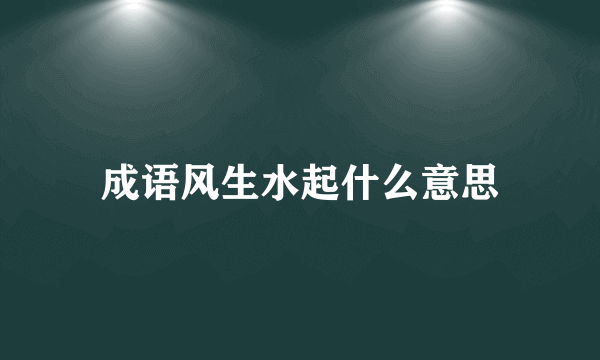 成语风生水起什么意思