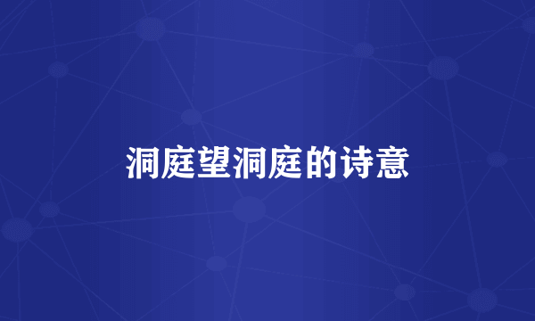 洞庭望洞庭的诗意