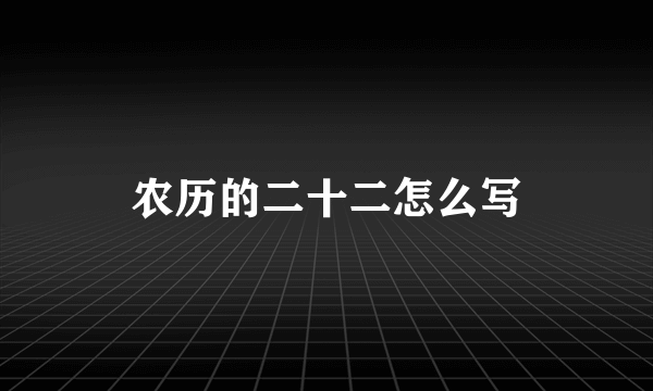 农历的二十二怎么写