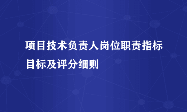项目技术负责人岗位职责指标目标及评分细则