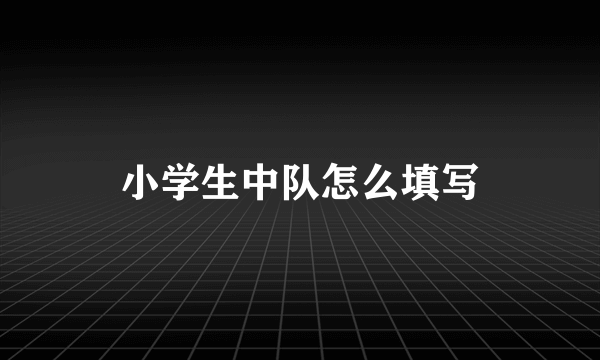 小学生中队怎么填写