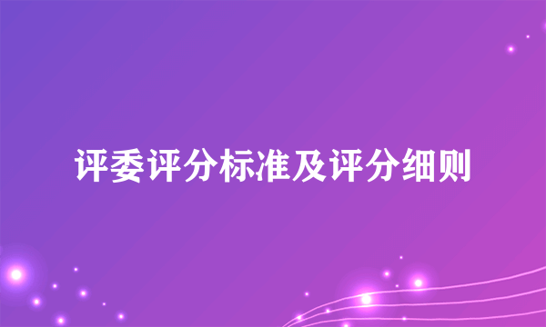 评委评分标准及评分细则
