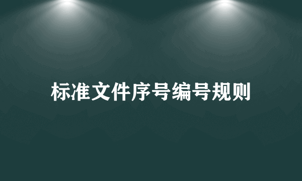 标准文件序号编号规则