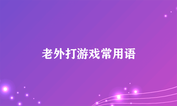老外打游戏常用语