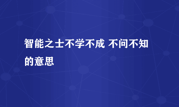 智能之士不学不成 不问不知的意思