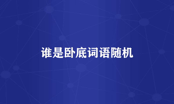 谁是卧底词语随机