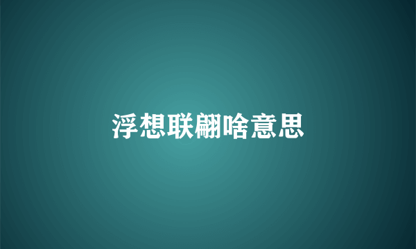 浮想联翩啥意思