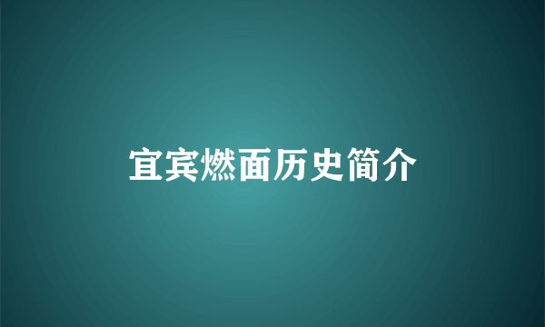 宜宾燃面历史简介