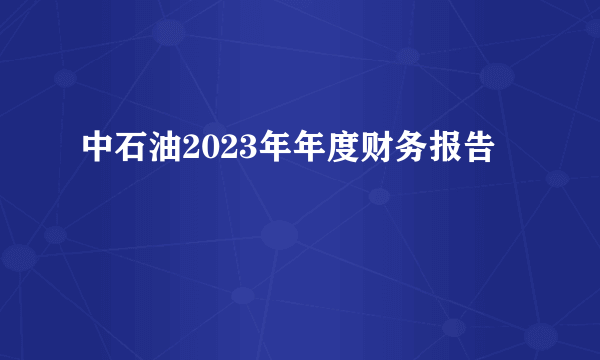 中石油2023年年度财务报告