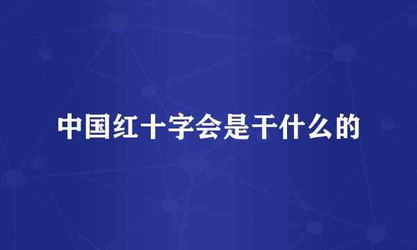 中国红十字会是干什么的