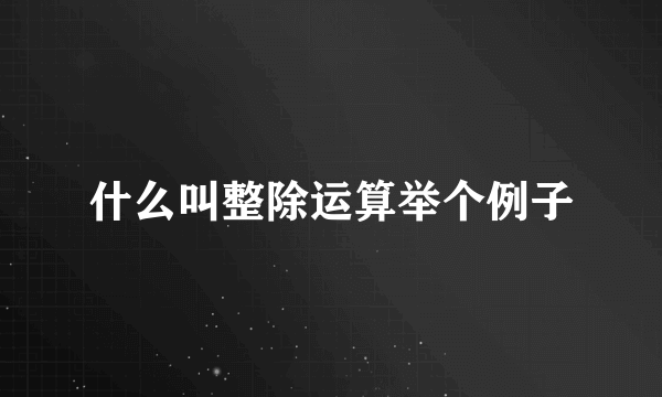 什么叫整除运算举个例子