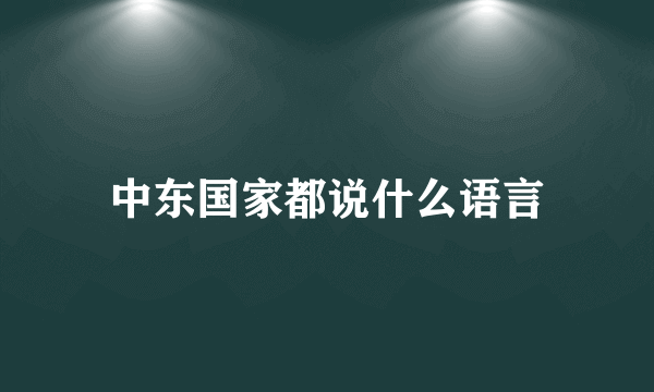 中东国家都说什么语言