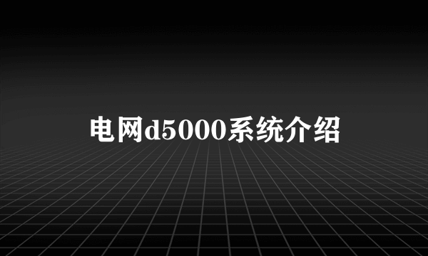 电网d5000系统介绍