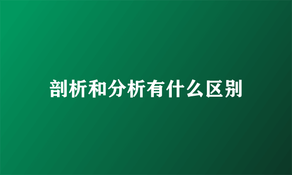 剖析和分析有什么区别