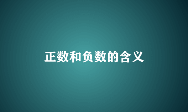 正数和负数的含义
