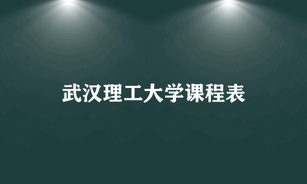 武汉理工大学课程表