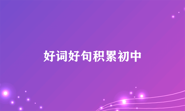 好词好句积累初中
