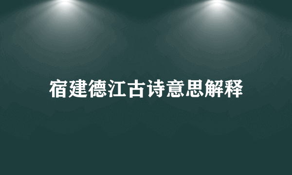 宿建德江古诗意思解释
