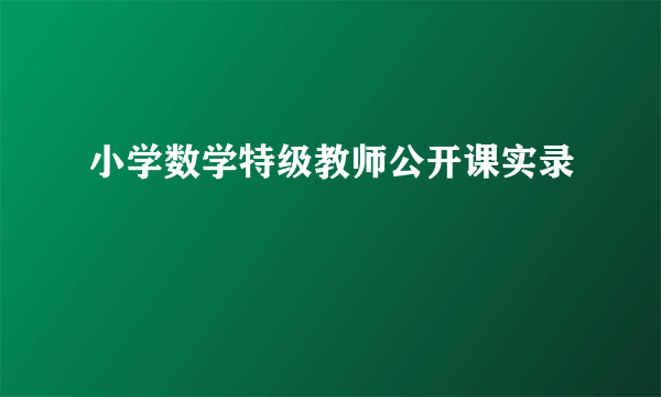 小学数学特级教师公开课实录