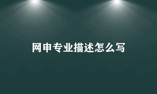 网申专业描述怎么写