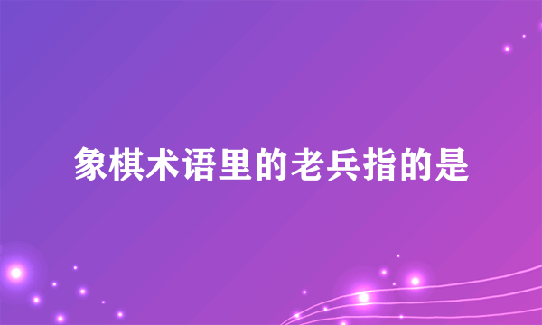 象棋术语里的老兵指的是