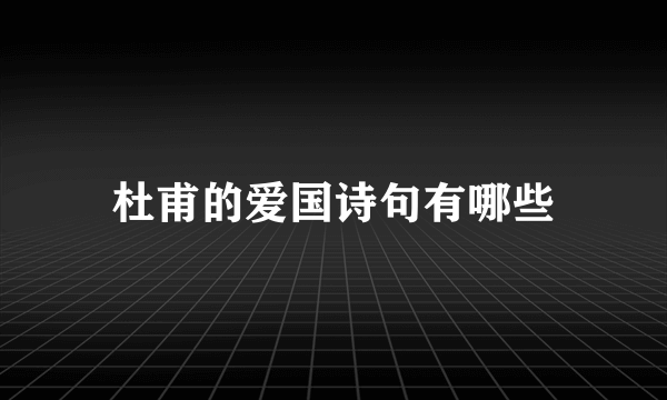 杜甫的爱国诗句有哪些