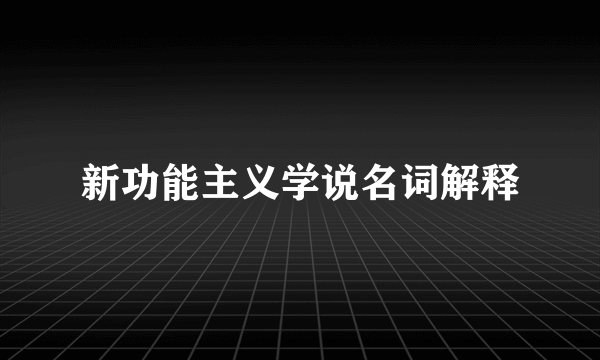 新功能主义学说名词解释