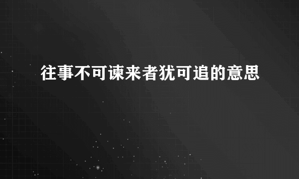 往事不可谏来者犹可追的意思