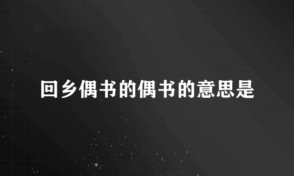 回乡偶书的偶书的意思是
