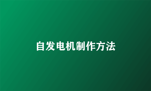 自发电机制作方法